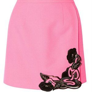 Christopher Kane Pink Mini Skirt with Floral Detail - UK 10/US 6